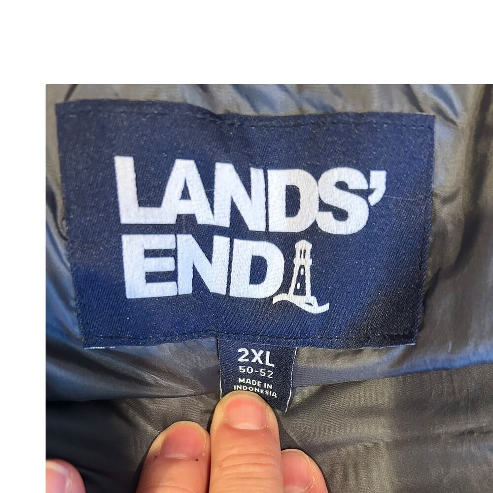 LANDS' END Black Full Zip Quilted Outdoor Insulated Down Puffer Vest Men's 2XL - Picture 3 of 8